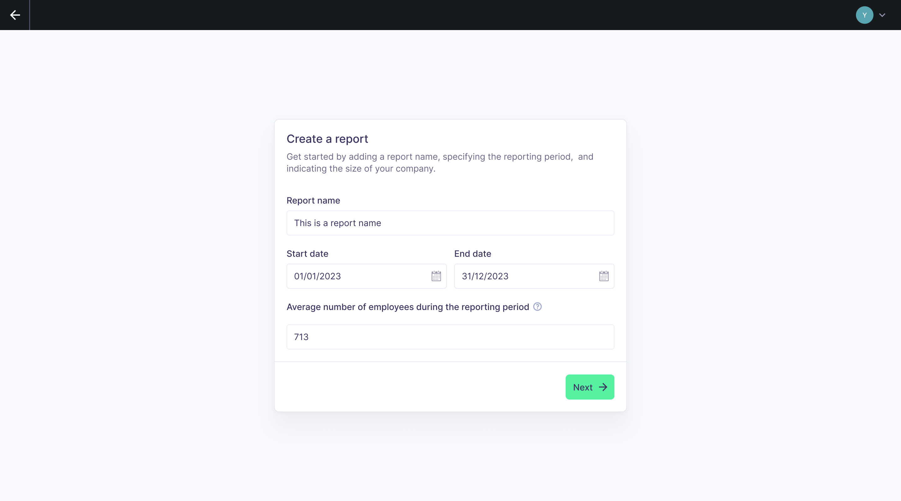 Creating a new report